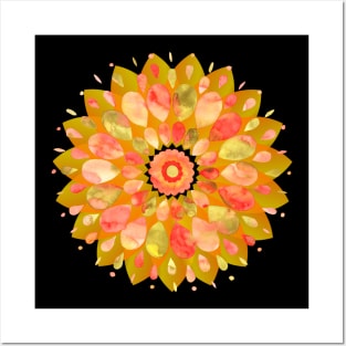Golden Mandala Sunflower Posters and Art